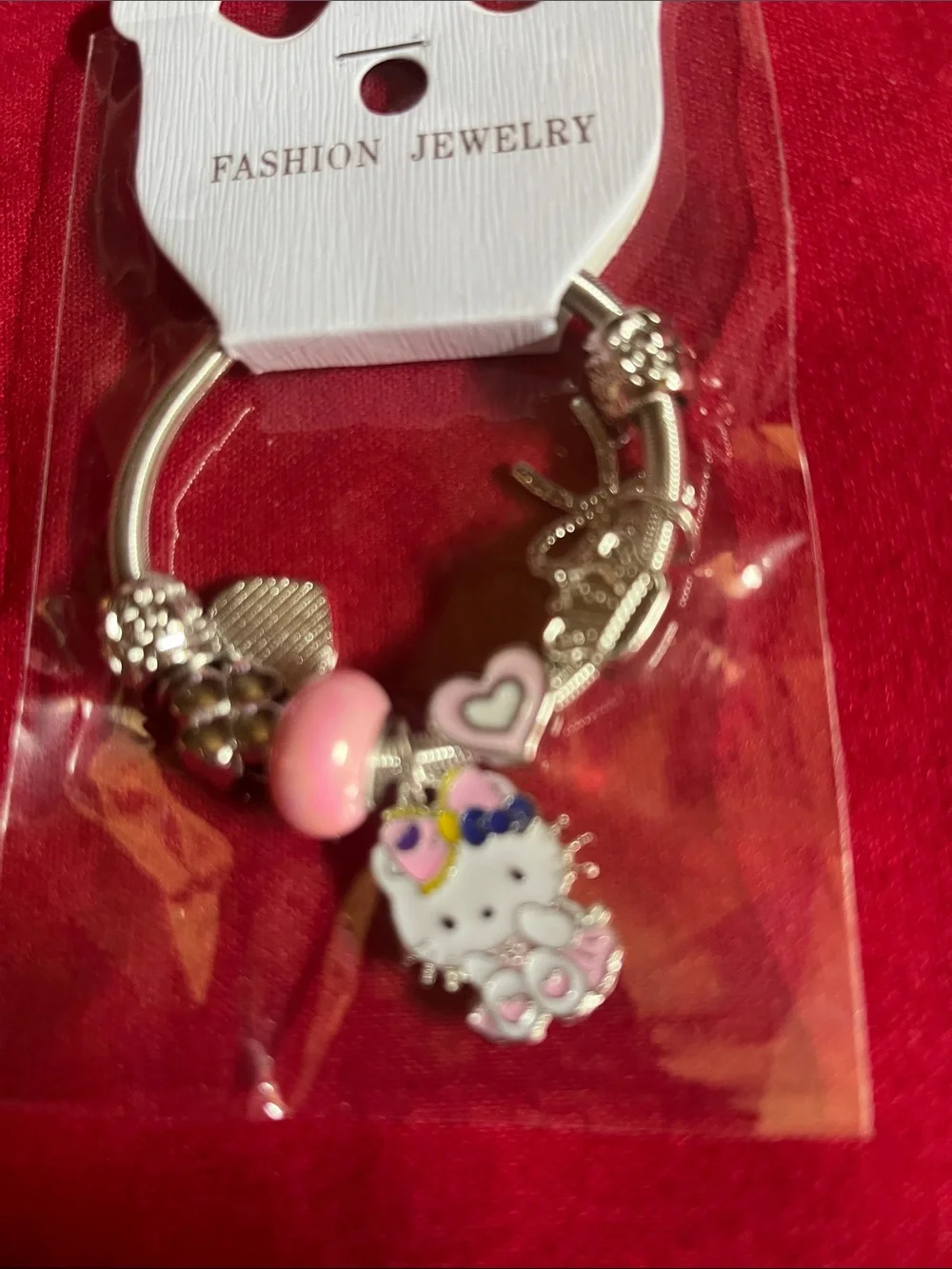 Pink & Silver Hello Kitty Charm Bracelet